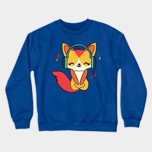 Happy fox with headphones Crewneck Sweatshirt